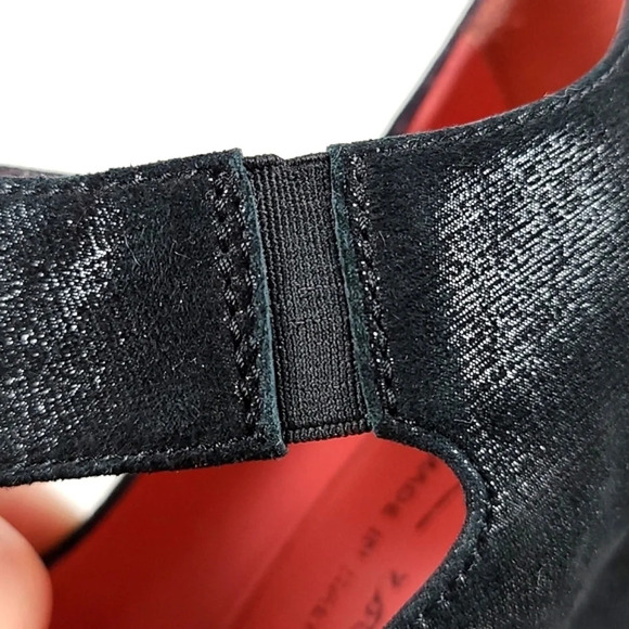Pas de Rouge Black Suede Wedge Cross Over Strap Pumps Size 37.5 - Picture 7 of 15